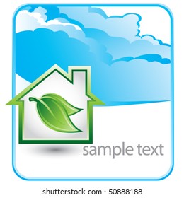 grünes Haus auf dunklem Hintergrund