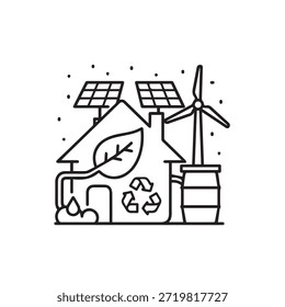 "Green House with Leaf for Environmentally Friendly Living."