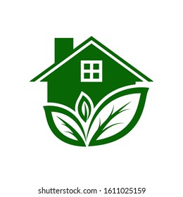green house leaf icon logo design illustration  vector