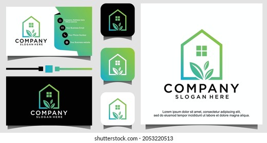 green house leaf house logo design Inspiration