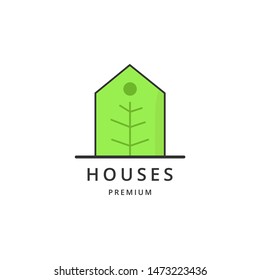 green house with leaf logo vector icon illustration