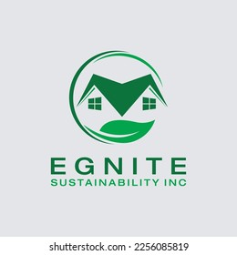 Green house and leaf logo vector