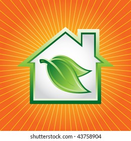 casa verde con estreno de naranja hoja