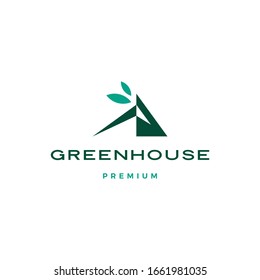 green house leaf roof logo vector icon illustration	