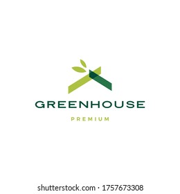 green house leaf roof logo vector icon illustration