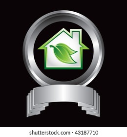 green house with leaf in silver crest display