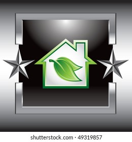 casa verde con marco de estrella de plata de hoja