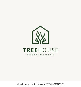 Green house leaf simple logo design vector icon