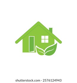 Green house leaf simple logo design vector icon