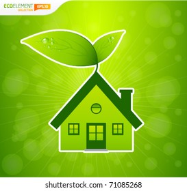 Green house with leafs and bokeh