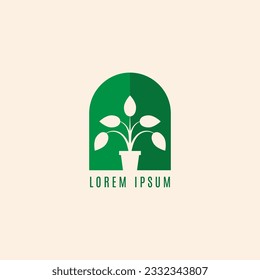 Green house leafs logo. - Vector.