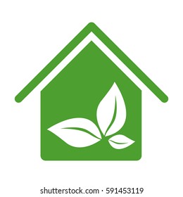 green house with leaves inside icon, vector illustraction design image