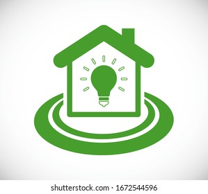 green house with lightbulb - idea concept icon