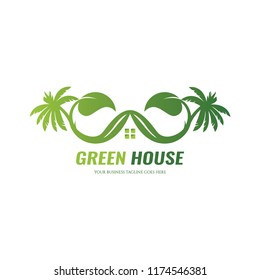 Green house logo, Beach home logo design concept, Real estate logo