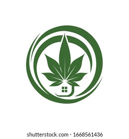 Grünes Haus Logo Kreis Design. Medizinisches Symbol-Konzept