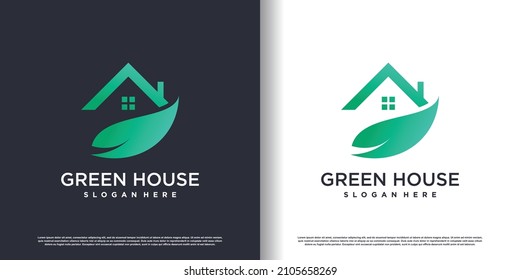 Green house logo concept with creative modern concept Premium Vector