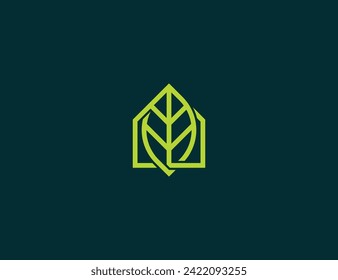 Green House Logo Concept sign symbol icon Design Element. Home with Leaf Combination Logotype. Vector illustration template