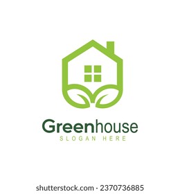 Concepto de logotipo de la Casa Verde en un vector de diseño de línea simple y cónica