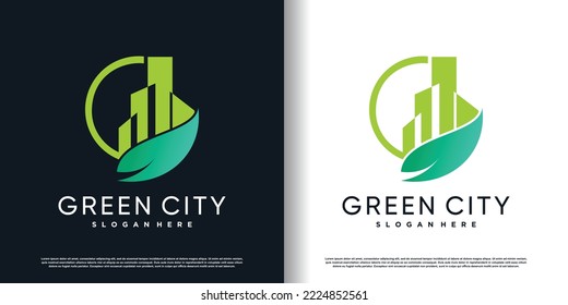 green house logo with creative concept design premium vector