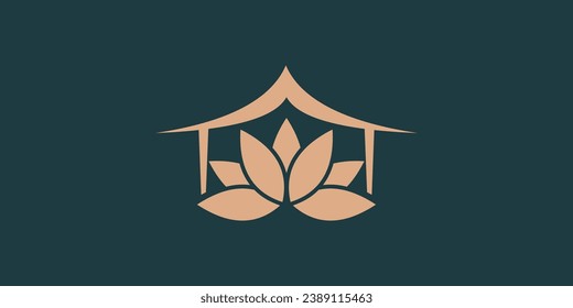 green house logo desgin with tree logo premium vector