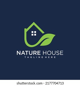 Diseño del logotipo de la casa verde con un estilo sencillo y único Vector Premium