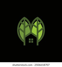 Grünes Haus Logo Design mit kreativem modernem Konzept Premium Vektor