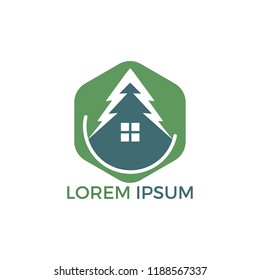 Green House Logo Design. Eco House Vector Logo Design.