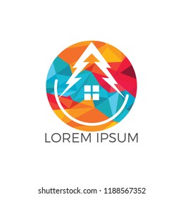Green House Logo Design. Eco House Vector Logo Design.