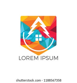 Green House Logo Design. Eco House Vector Logo Design.