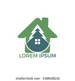 Green House Logo Design. Eco House Vector Logo Design.