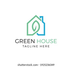 green house logo design, eco house logo, icon, vector, template