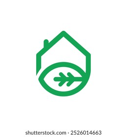 Design de logotipo Green House para casas ecologicamente corretas e sustentáveis - Design vetorial Apresentando um símbolo de casa e folha para conscientização ambiental e soluções de vida sustentável.