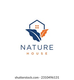 Elemento de diseño del logotipo de la casa verde vector con forma única