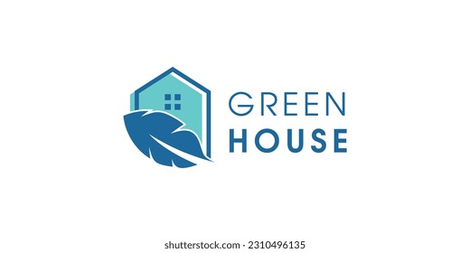 Green house logo design element vector with unique shape
