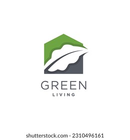 Green house logo design element vector with unique shape