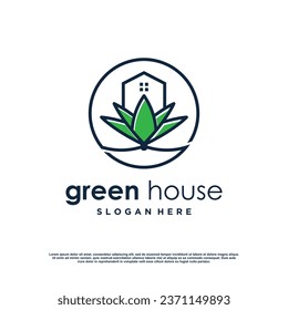Green house logo design element vector template with creative concept