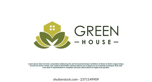 Green house logo design element vector template with creative concept