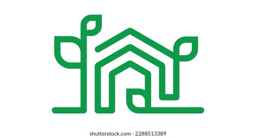 green house logo design icon line vector illustration