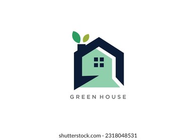 Green house logo design with modern creative style