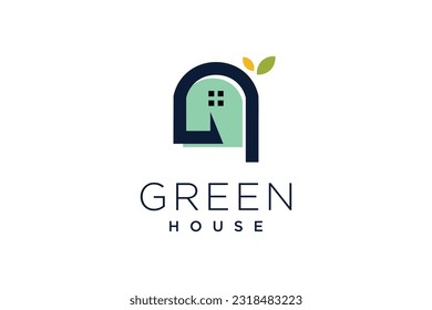 Green house logo design with modern unique concept