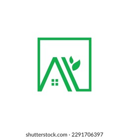 Green house logo design with simple and modern