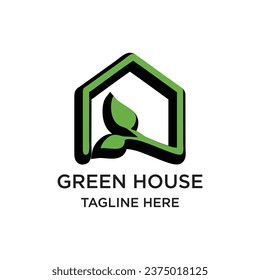 Green house logo design simple concept Premium Vektor
