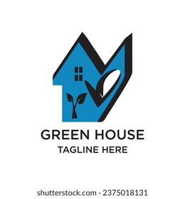 Grünes Haus Logo Design einfache Idee Premium Vektor