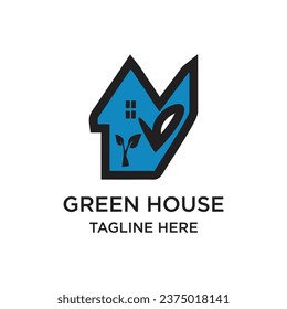 Green house logo design simple concept Premium Vektor