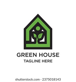 Grünes Haus Logo Design einfache Idee Premium Vektor