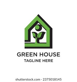 Grünes Haus Logo Design einfache Idee Premium Vektor
