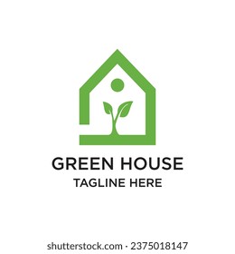 Grünes Haus Logo Design einfache Idee Premium Vektor
