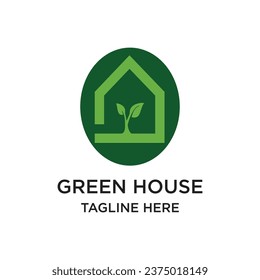 Green house logo design simple concept Premium Vektor