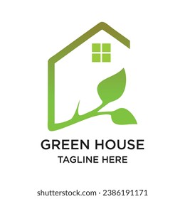 Green house logo design simple concept Premium Vector