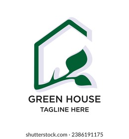 Green house logo design simple concept Premium Vector